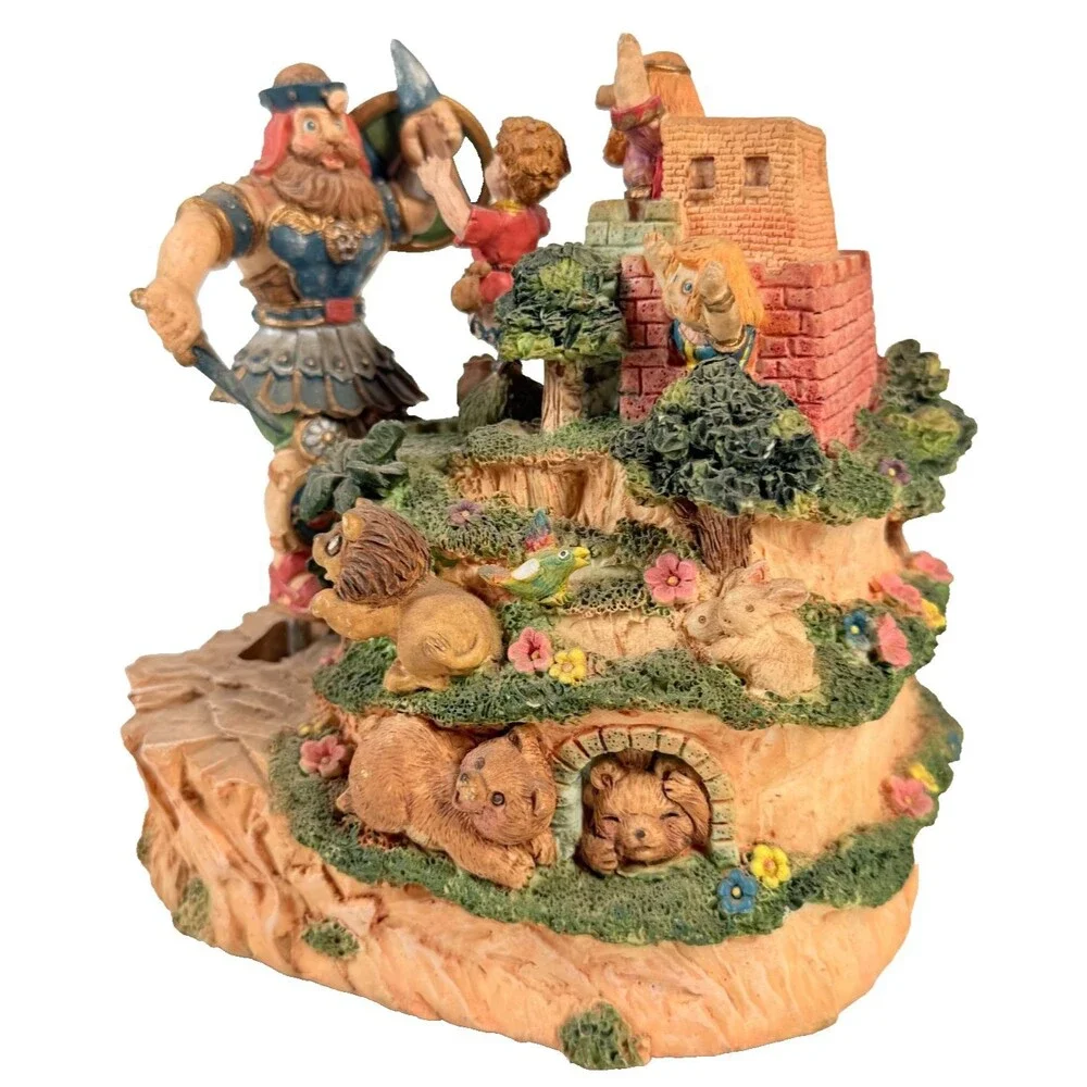 David & Goliath Animated Music Box Jesus Loves Me Moving Figures Wind Up Works